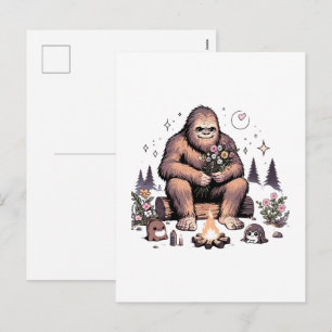 Sasquatch Holding-Blume Feiertagspostkarte
