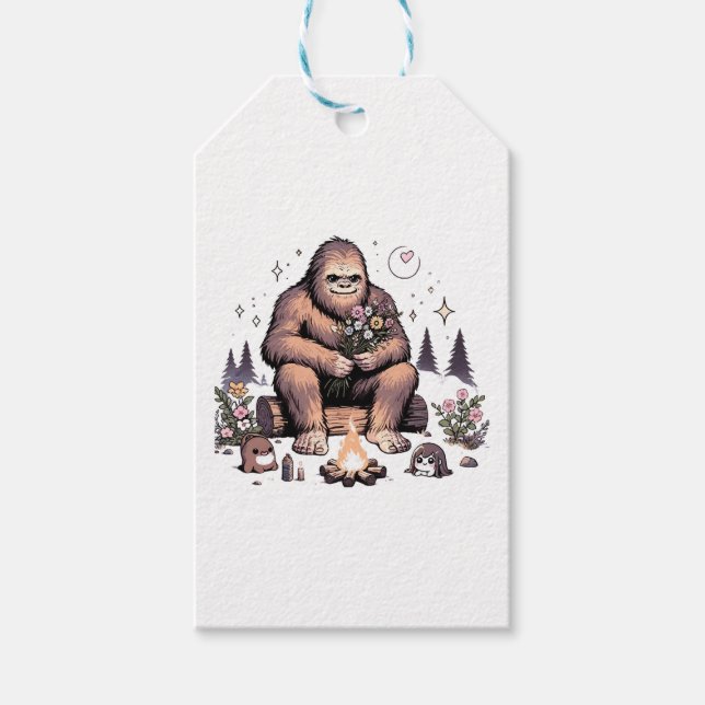Sasquatch Holding-Blume Geschenkanhänger (Vorderseite)