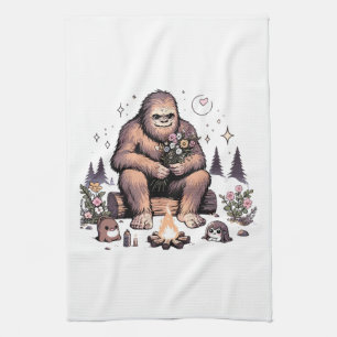 Sasquatch Holding-Blume Geschirrtuch