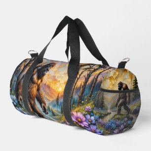 Sasquatch im Floral Mountain Tal Duffle Bag