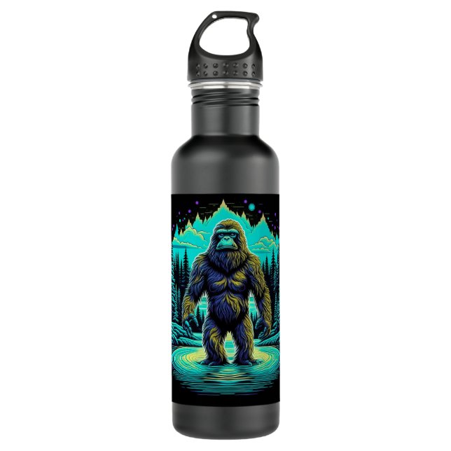 Sasquatch im Wald Ai Art Edelstahlflasche (Vorderseite)