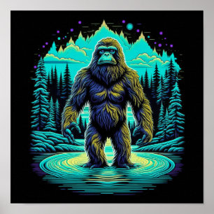 Sasquatch im Wald Ai Art Poster