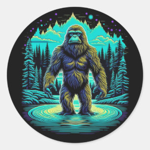 Sasquatch im Wald Ai Kunst Runder Aufkleber