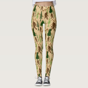 Sasquatch im Wald Bäume Bigfoot Gemustert Leggings
