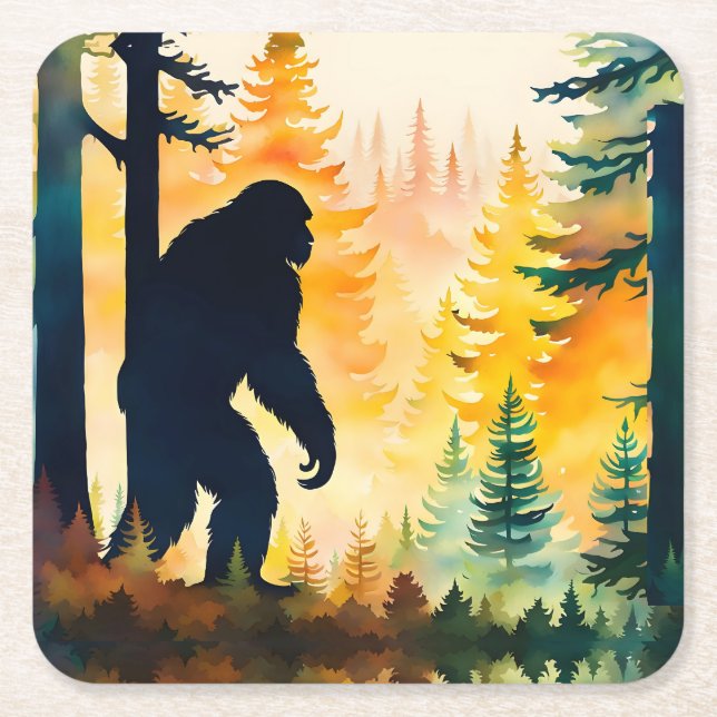 Sasquatch im Wald Papier-Unterlage Rechteckiger Pappuntersetzer (Vorderseite)