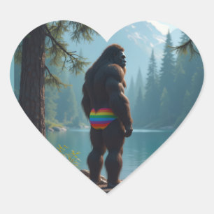 Sasquatch in Blüte Herz-Aufkleber
