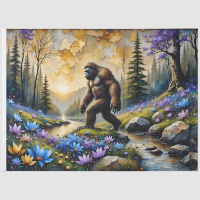  Sasquatch in Floral Mountain valley Seidenpapier (Vorderseite)