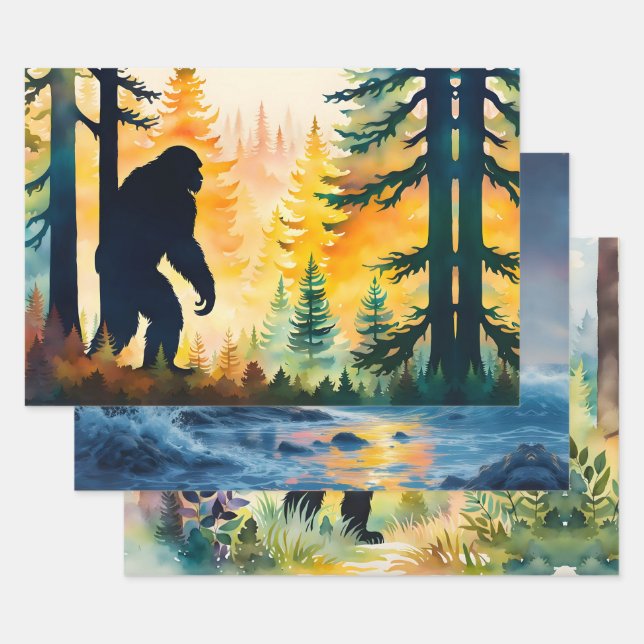 Sasquatch Landscape and Sunset Geschenkpapier Set (Set)