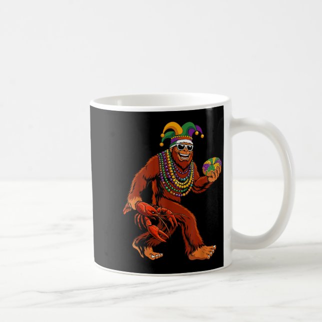 Sasquatch Mardi Gras Bigfoot Parade Beads King Cak Kaffeetasse (Rechts)