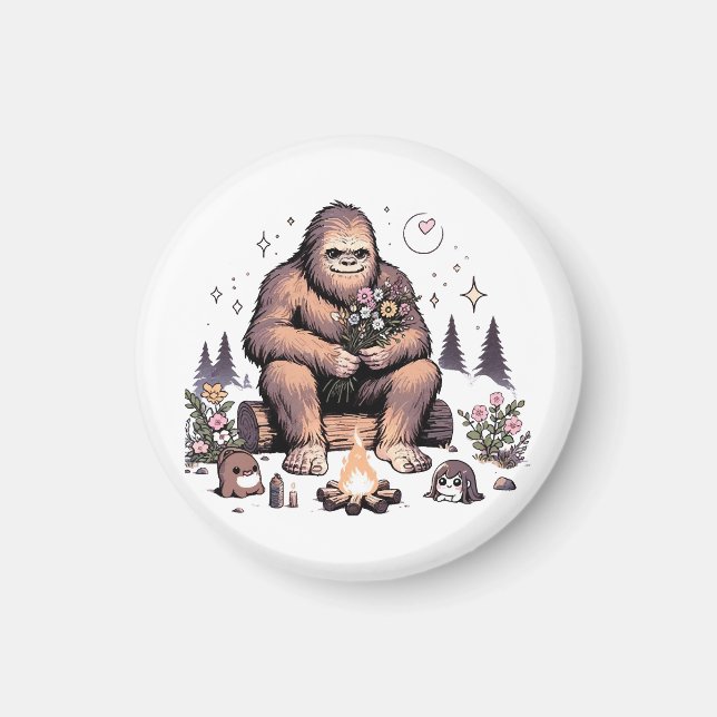 Sasquatch mit Blumen Magnet (Vorne)