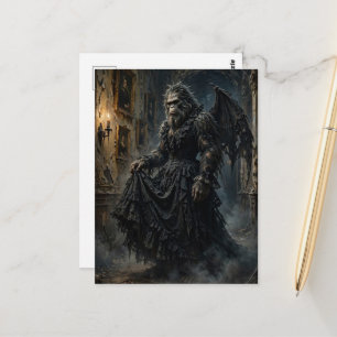Sasquatch mit Fledermausflügeln gothic Postkarte