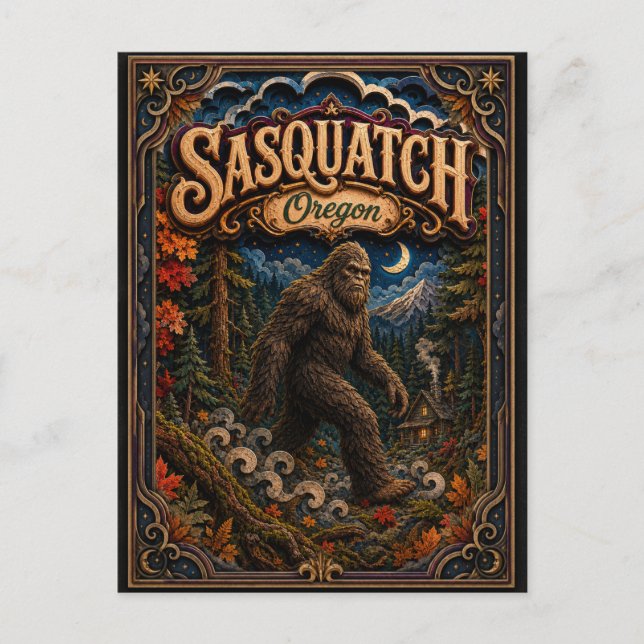 Sasquatch Oregon Popcut Legenden Postkarte (Vorderseite)