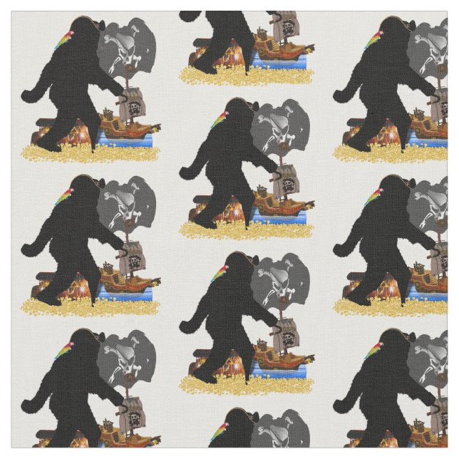Sasquatch Pirate Schatztruhe Stoff (Nahaufnahme)
