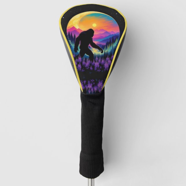 Sasquatch Rainbow Mountain Moon Wall Clock Golf Headcover (Vorderseite)