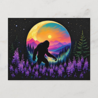 Sasquatch Rainbow Mountain Moon Wall Clock Postkarte