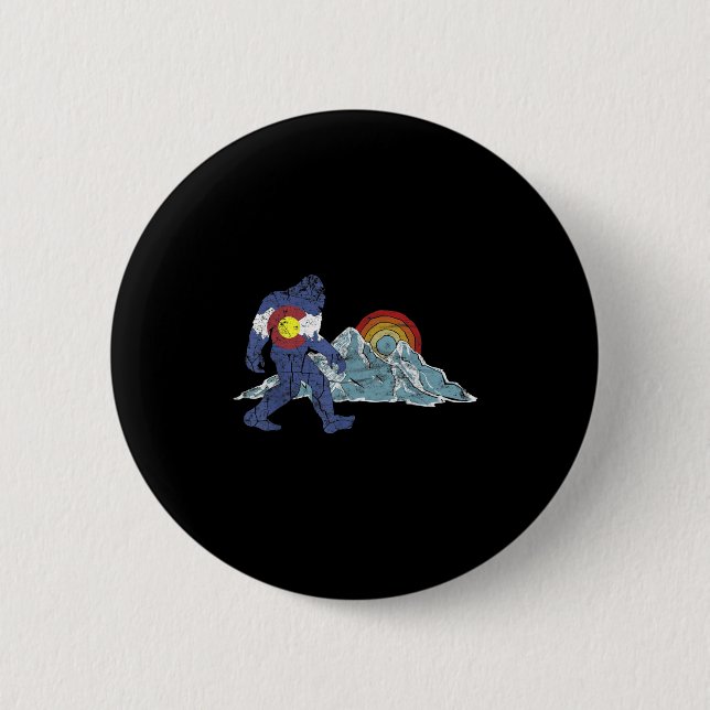 Sasquatch Retro Staatsflagge Colorado Rocky Mounta Button (Vorderseite)