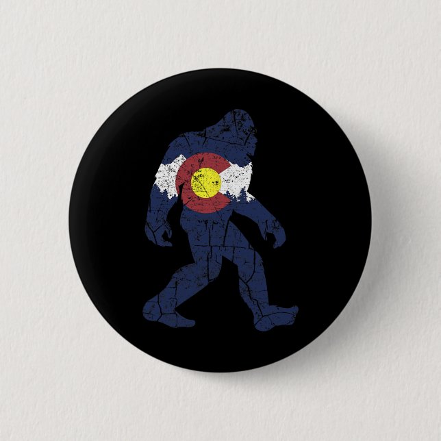 Sasquatch Retro-Staatsflagge Colorado Rocky Mounta Button (Vorderseite)