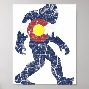 Sasquatch Retro Staatsflagge Colorado Rocky Mounta Poster