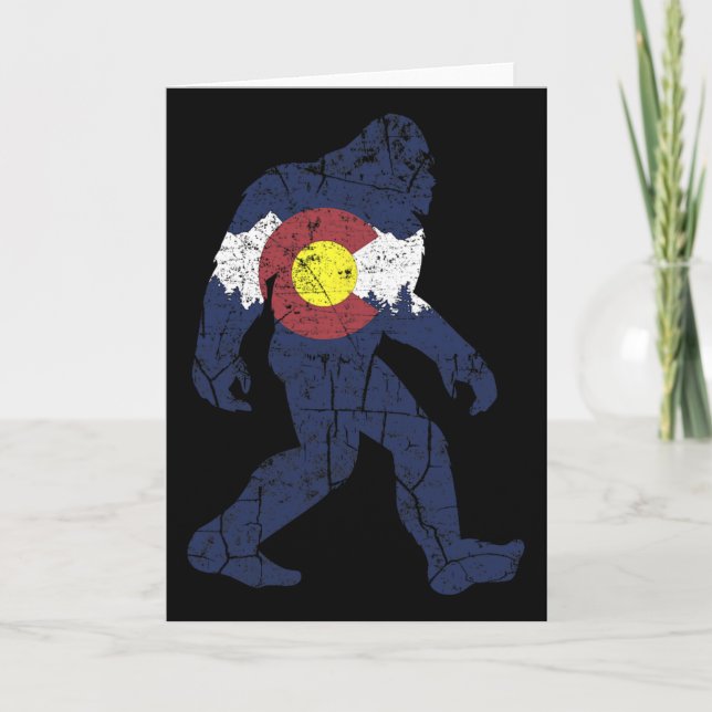 Sasquatch Retro State Flag Colorado Rocky Mountain Karte (Vorderseite)