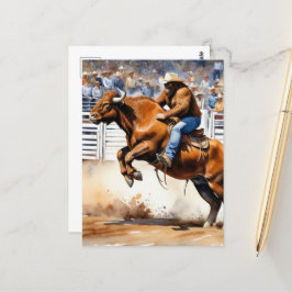 Sasquatch Rides Brown Bull Postkarte