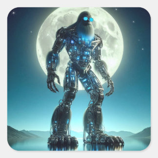 Sasquatch Robot Quadratischer Aufkleber