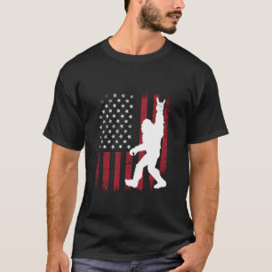 Sasquatch Rock and Roll Bigfoot American Flag T-Shirt