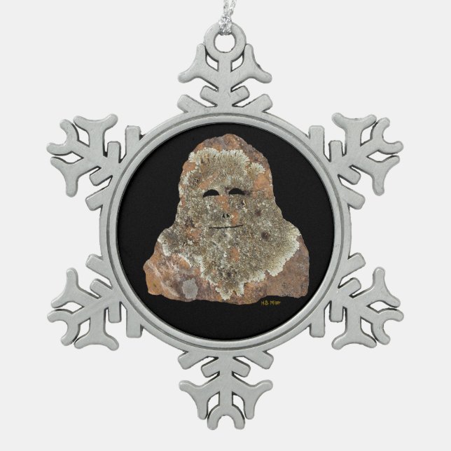 Sasquatch Rock Art Schneeflocken Zinn-Ornament (Vorderseite)