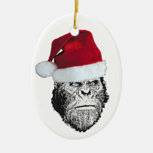 Sasquatch Sankt lustige Weihnachtsbaum-Verzierung Keramikornament