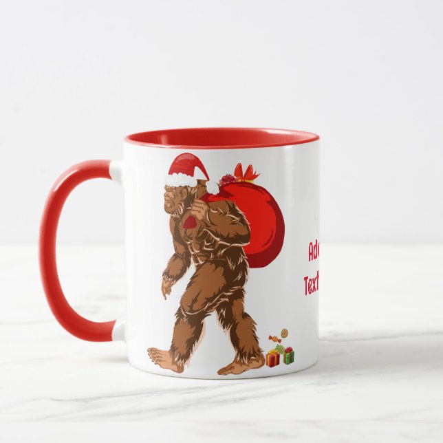 Sasquatch Santa Bigfoot Yeti Weihnachtsgeschenk Tasse (Links)