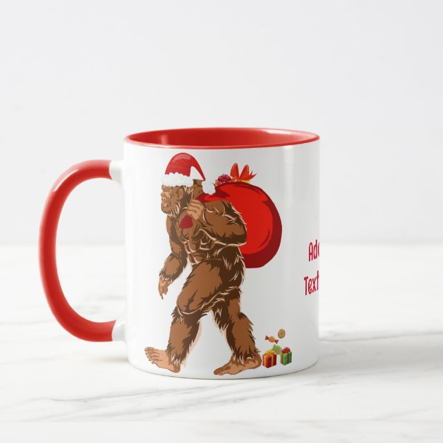 Sasquatch Santa Bigfoot Yeti Weihnachtsgeschenk Tasse (Links)