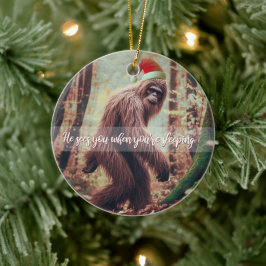 Sasquatch Santa Christmas Keramik Ornament