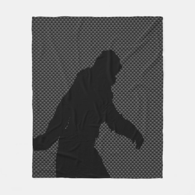 Sasquatch-Silhouette auf Carbon Fibre Print Fleecedecke (Vorderseite)