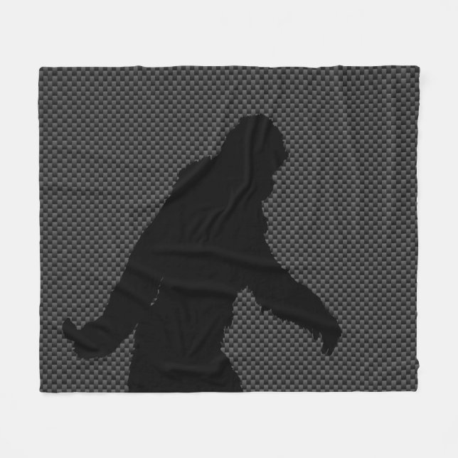 Sasquatch-Silhouette auf Carbon Fibre Print Fleecedecke (Vorderseite (Horizontal))