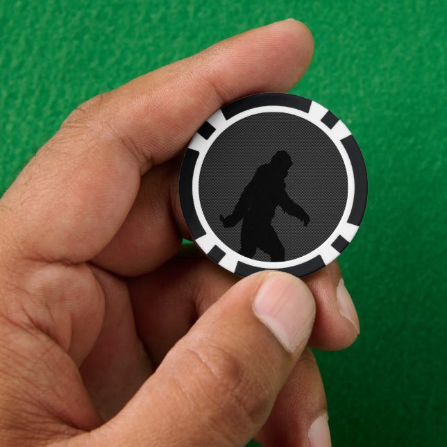 Sasquatch-Silhouette auf Carbon Fibre Print Pokerchips (Hand)