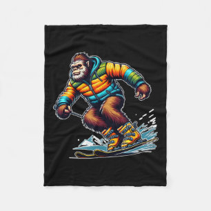 Sasquatch-Ski-Abenteuer Bigfoot Winter Spaß Fleecedecke
