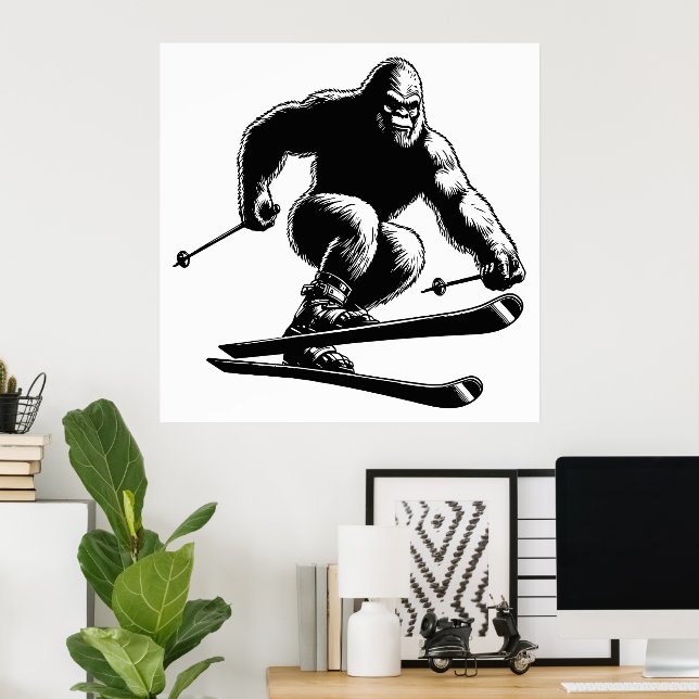 Sasquatch Skiing Poster (Heimbüro)