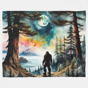 Sasquatch Stehend unter Mondlicht Fleecedecke