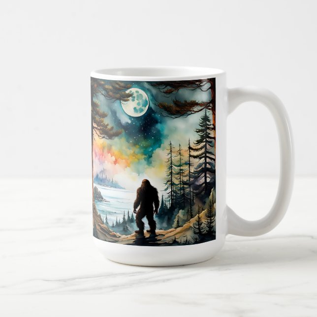 Sasquatch Stehend unter Mondlicht Kaffeetasse (Rechts)