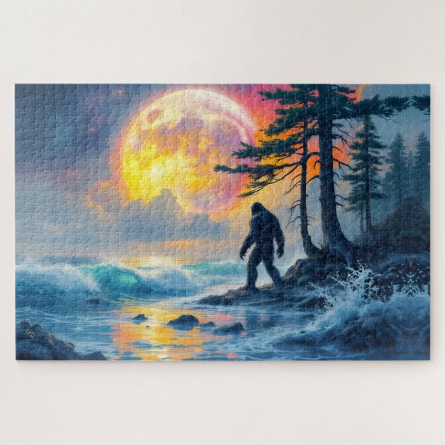 Sasquatch steht an einer Meeresküste Puzzle (Horizontal)