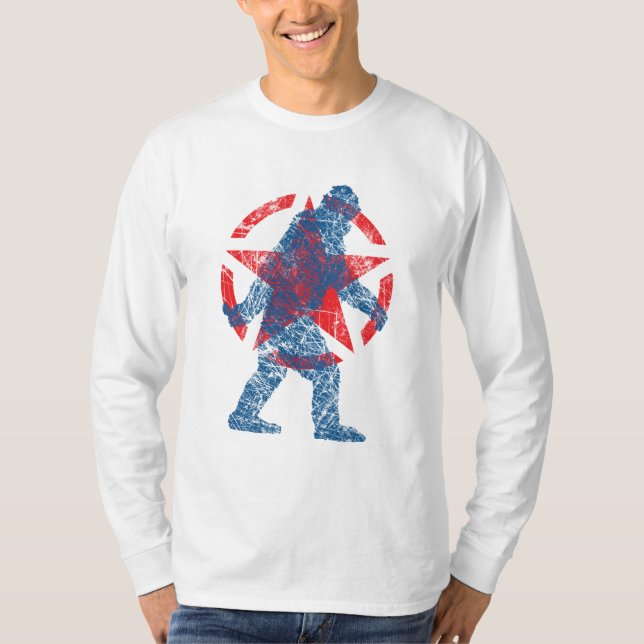 Sasquatch Stencil Star Vintag Style T-Shirt (Vorderseite)