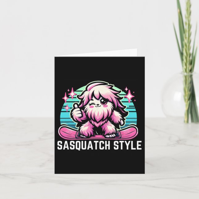 Sasquatch Style Snowboarden Bigfoot Karte (Vorderseite)