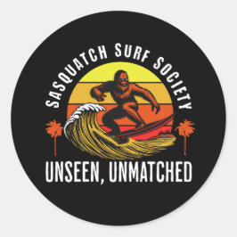 Sasquatch Surf Society Unbekannter Bigfoot Runder Aufkleber