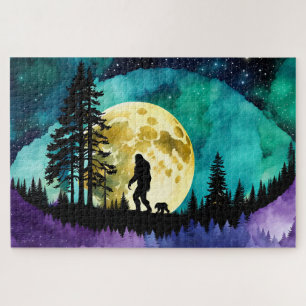 Sasquatch und Bär auf dem Berg Puzzle
