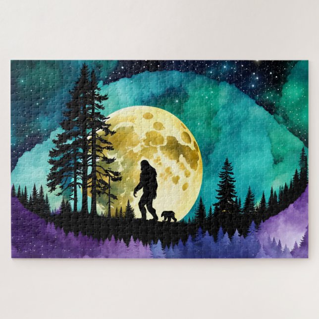 Sasquatch und Bär auf dem Berg Puzzle (Horizontal)