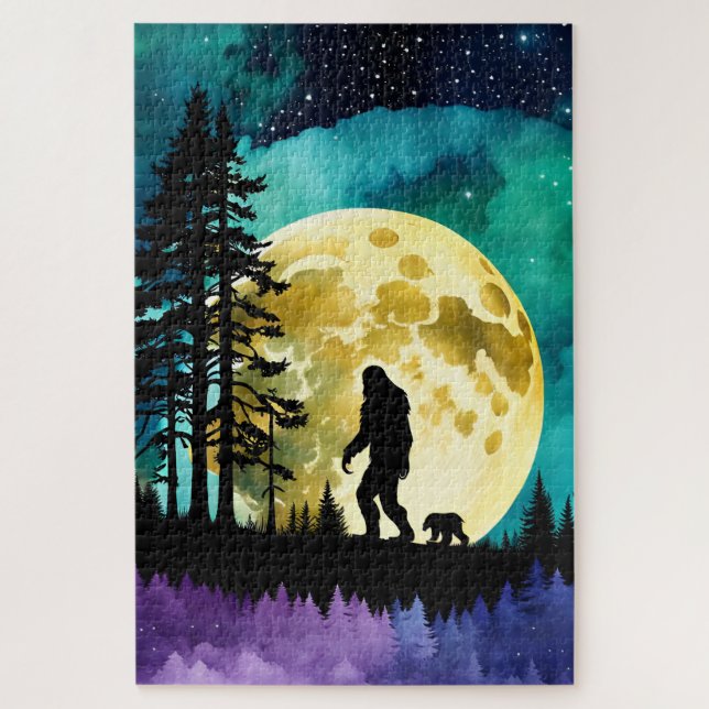 Sasquatch und Bär auf dem Berg Puzzle (Vertikal)