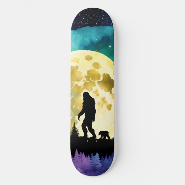 Sasquatch und Bär auf dem Berg Skateboard (Vorderseite)