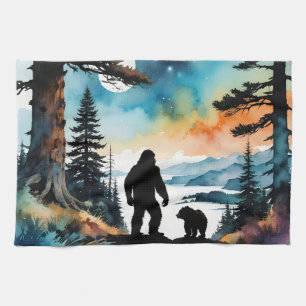 Sasquatch und sein Bärenfreund  Geschirrtuch