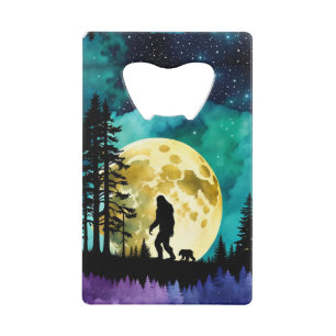 Sasquatch und sein Haustier Bären Vollmond Geldbeutel Flaschenöffner