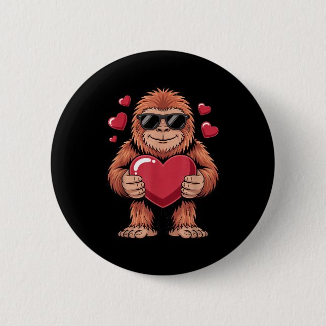 Sasquatch Valentine's Day - Bigfoot Heart Sungles  Button (Vorderseite)