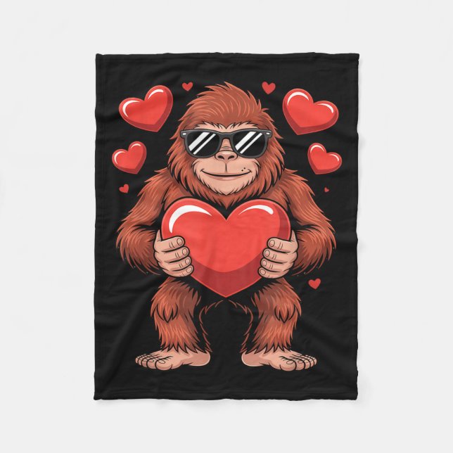 Sasquatch Valentine's Day - Bigfoot Heart Sungles  Fleecedecke (Vorderseite)